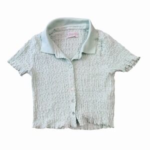 Urban‎ Outfitters Polo Top Womens M Mint Green Textured Knit Button Front
